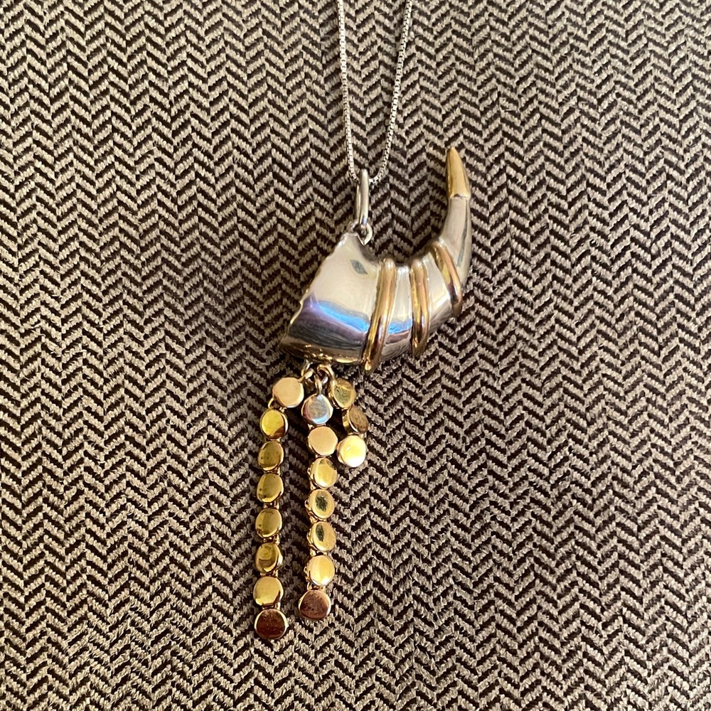 Solid Sterling Silver Cornucopia Necklace - image 1